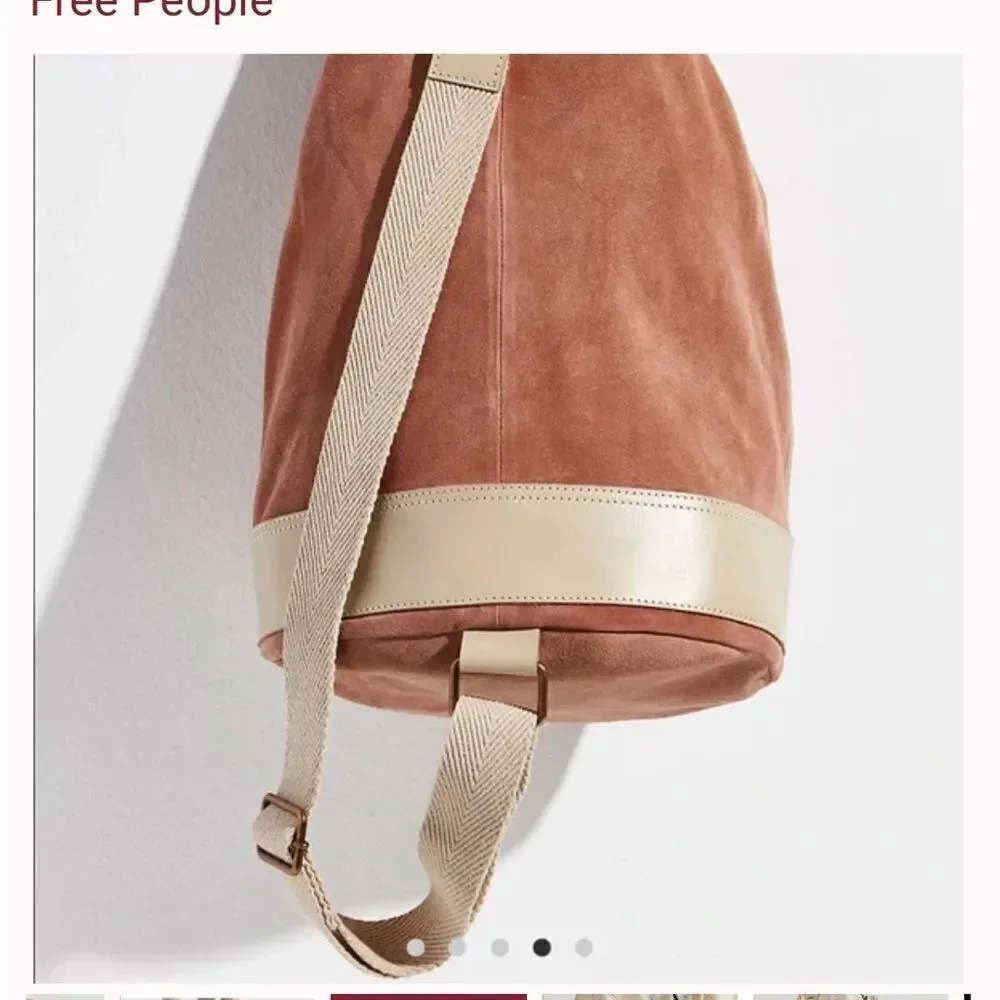 New Free People Varsity suede Backpack NWOT MSRP $178 16W x 16 H x 9 D